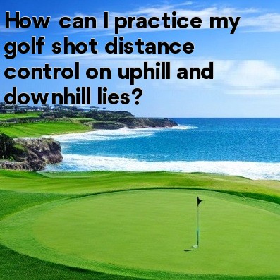 How can I practice my golf shot distance control on uphill and downhill lies