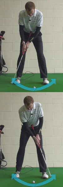 Pendulum Putting Stroke Grip End Points at Belly Button 1