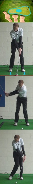 Golf ball flying to the cup. Zooming to the hole.